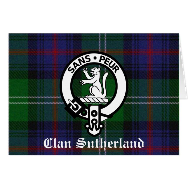 Cartão Clan Sutherland Crest & Tartan (Frente Horizontal)