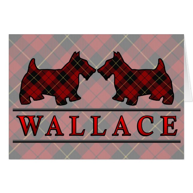 Cartão Clan Wallace Tartan Scottie Dogs (Frente Horizontal)