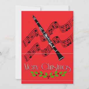 Cartão Clarinet Natal Holly 