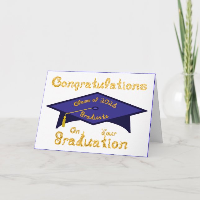 Cartão Class of 2026 Graduate Navy Blue Gold (Frente)