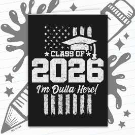 Cartão Class of 2026 Graduation Distressed Flag Design