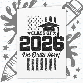 Cartão Class of 2026 Graduation Distressed Flag Design