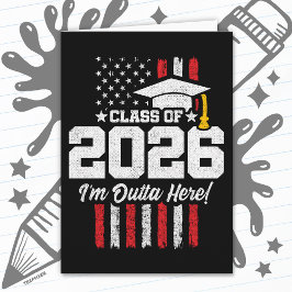 Cartão Class of 2026 Graduation Fun Quote Distressed Flag