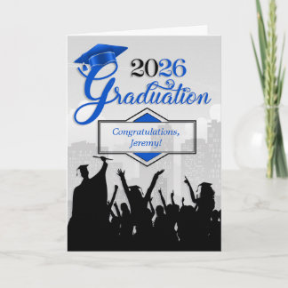 Cartão Classe de Parabéns de graduação de azul para 2025