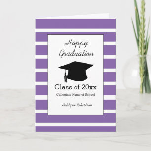 Cartão Classe Roxo Striped de Graduação 2021
