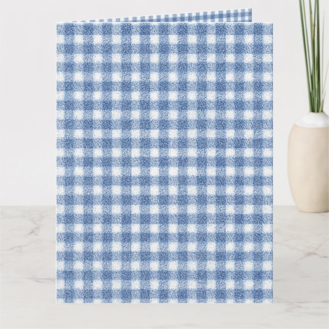 Cartão Classic Blue and White Gingham Check  (Frente)