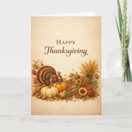 Cartão Classic Rustic Thanksgiving Turkey Harvest 