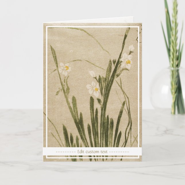 Cartão Clássica safra sumi-e, flores japonesas, tinta art (Frente)