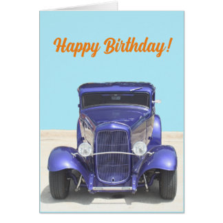Cartão clássico de aniversário de carro para caras