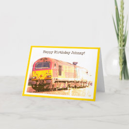 Cartão Clássico diesel loco, feliz aniversário personaliz