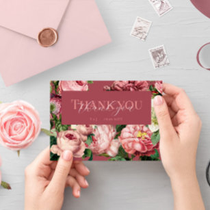 Cartão clássico "Obrigado", cor-de-rosa, Rosa de V