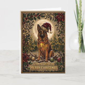 Cartão Clássico Vintage de Natal Pastor Alemão