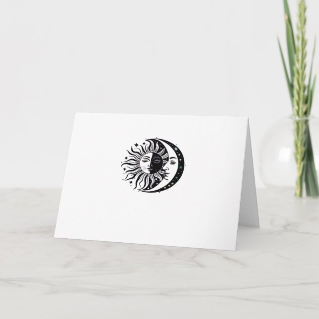 Cartão Clássico Whimsigoth Aquarela Sol Lua Witchy (Frente)