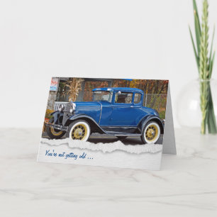 Cartão Classis old car with dog