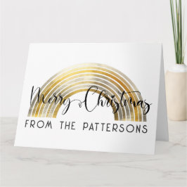 Cartão  Classy Golden Rainbow Family Name Merry Christmas