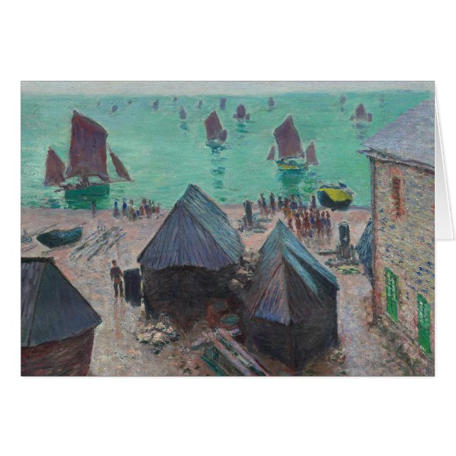 Cartão Claude Monet - A Partida dos Barcos, Etretat (Frente Horizontal)