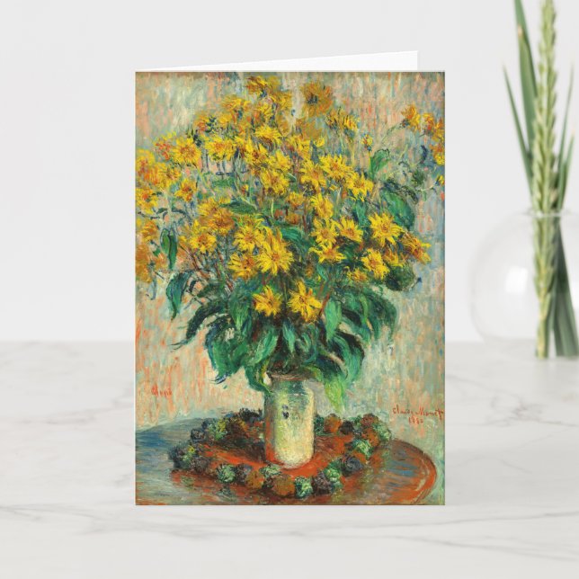 Cartão Claude Monet - Flores de Alcachofra de Jerusalém (Frente)