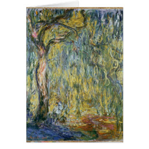 Cartão Claude Monet o grande salgueiro em Giverny, 1918