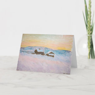Cartão Claude Monet - Paisagem da Noruega, Casas Azuis