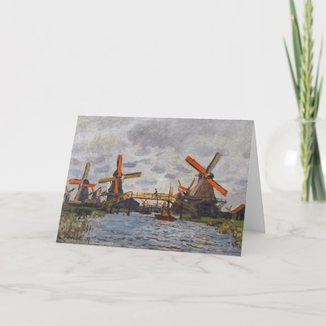 Cartão Claude Monet - Windmills perto de Zaandam (Frente)