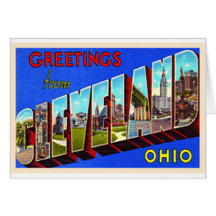 Cartão Cleveland Ohio OH Vintage - Letra grande