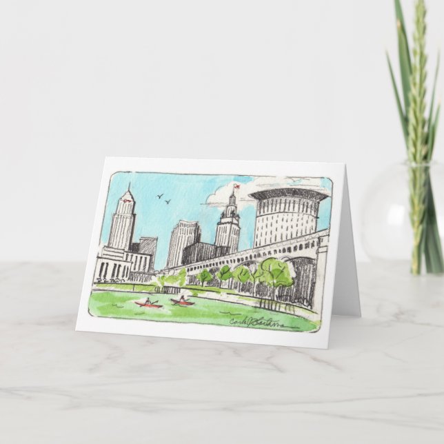 Cartão Cleveland Skyline Dobrou o Notecard (Frente)