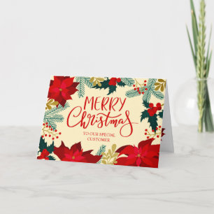 Cartão Cliente Floral e Azevinho Feliz Natal