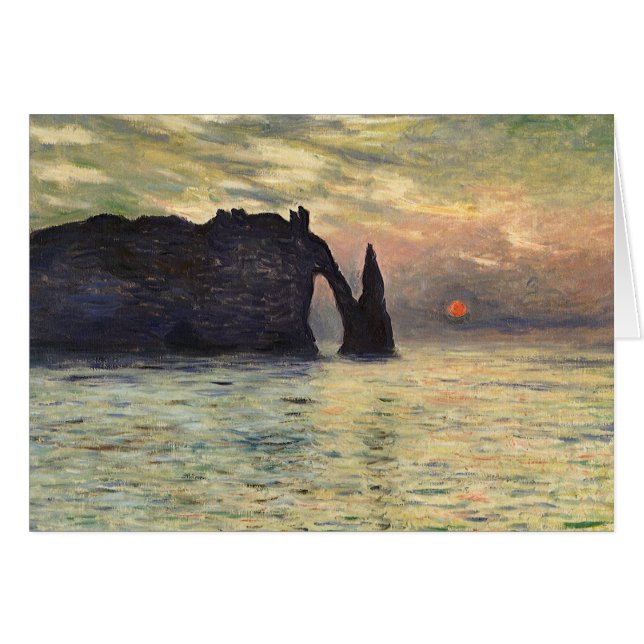 Cartão Cliff Etretat, Sunset de Claude Monet (Frente Horizontal)