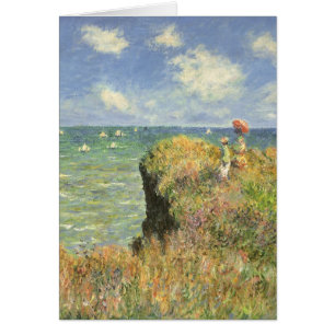 Cartão Cliff Walk em Pourville por Claude Monet