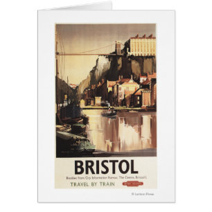 Cartão Clifton Suspensão Bridge e Boats