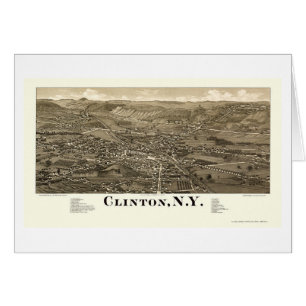 Cartão Clinton, mapa panorâmico de NY - 1885