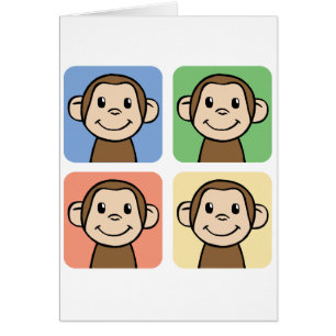 Cartão Clipart dos desenhos animados com os 4 macacos
