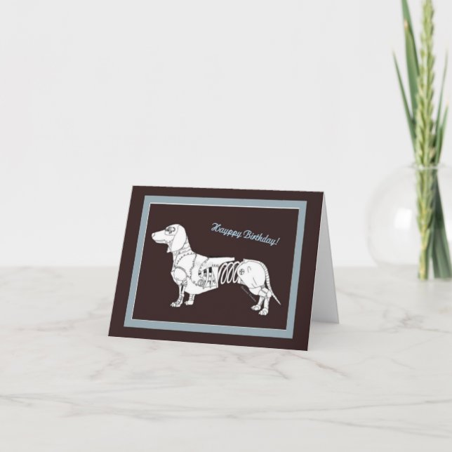Cartão Clockwork Dachshund (Frente)