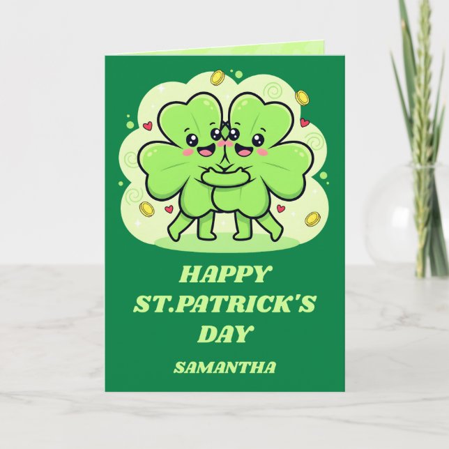 Cartão Clover Cuddles St. Patrick’s Day Card (Frente)