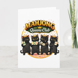 Cartão Clube das Rainhas do Mahjong Gatos Pretos Fofos