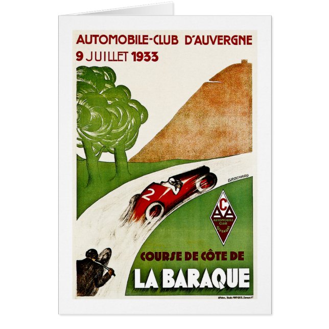 Cartão Clube de automóvel D'Auvergne 1933 (Frente)