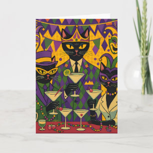 Cartão Clube de Martini de Gato Preto Carnaval Futurista