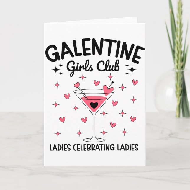 Cartão Clube de Meninas Galentine Senhoras Celebrando Sen (Frente)