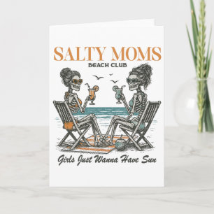 Cartão Clube de Praia Salty Moms Férias de Verão Feriado 