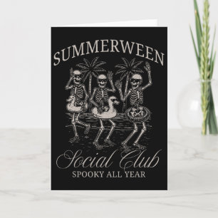 Cartão Clube Social Summerween Esqueleto Dançando Verão