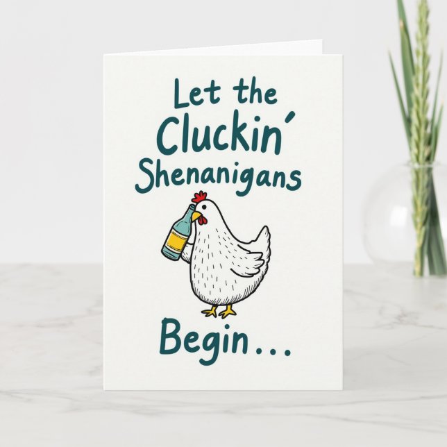 Cartão Cluckin Shenanigans Funny Chicken Card (Frente)