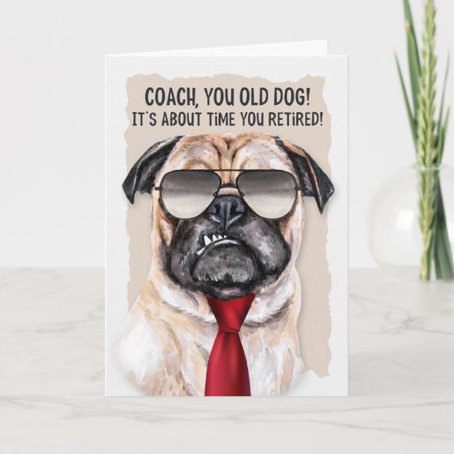 Cartão Coach Retirement Engraçado Cachorro Vermelho Colun (Frente)
