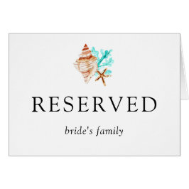 Cartão Coastal Wedding Seashells Reserved Bride's Family