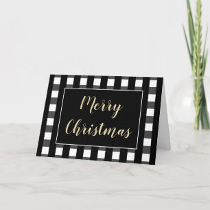 Cartão Cobertor Xadrez Preto e Branco Natal Chic Merry