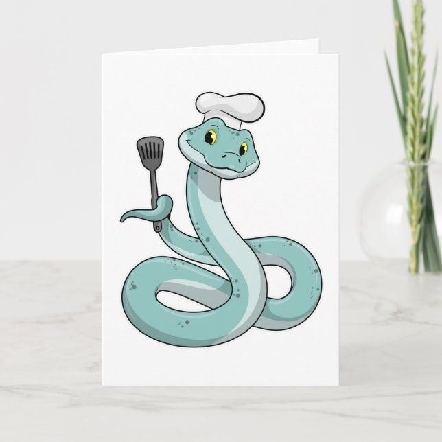 Cartão Cobra como Cozinheiro com Chapéu de Chef (Frente)
