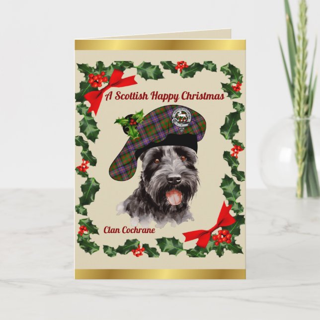 Cartão Cochrane Scottie Dog Natal Personalizado (Frente)