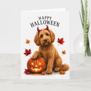 Cartão Cockapoo Halloween Diabo Cão