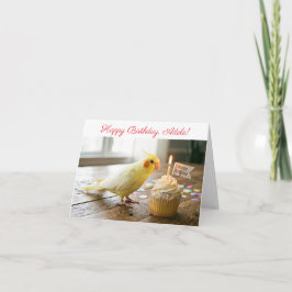 Cartão Cockatiel Fofa Personalizável com Aniversário de C