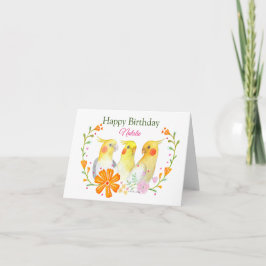 Cartão Cockatiel Lover Nome Personalizado Feliz Aniversár