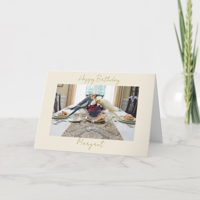 Cartão Cockatiels Eating Berries Pet Bird Lover Birthday (Frente)